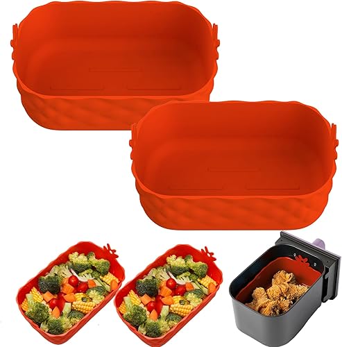 Katbite Forros de papel pergamino para freidora de aire reutilizables para freidora de aire doble Ninja Foodi, forros rectangulares para freidora de