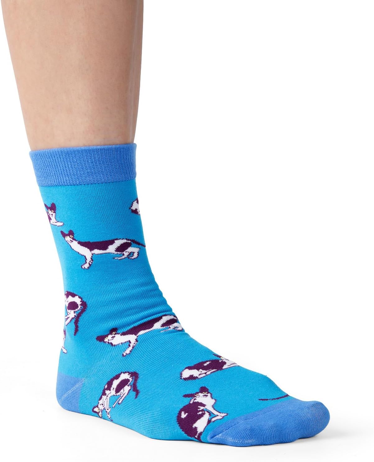 VNG Women's Cat Pattern Crew Socks, 5 Pairs in Assorted Colors - Image 3