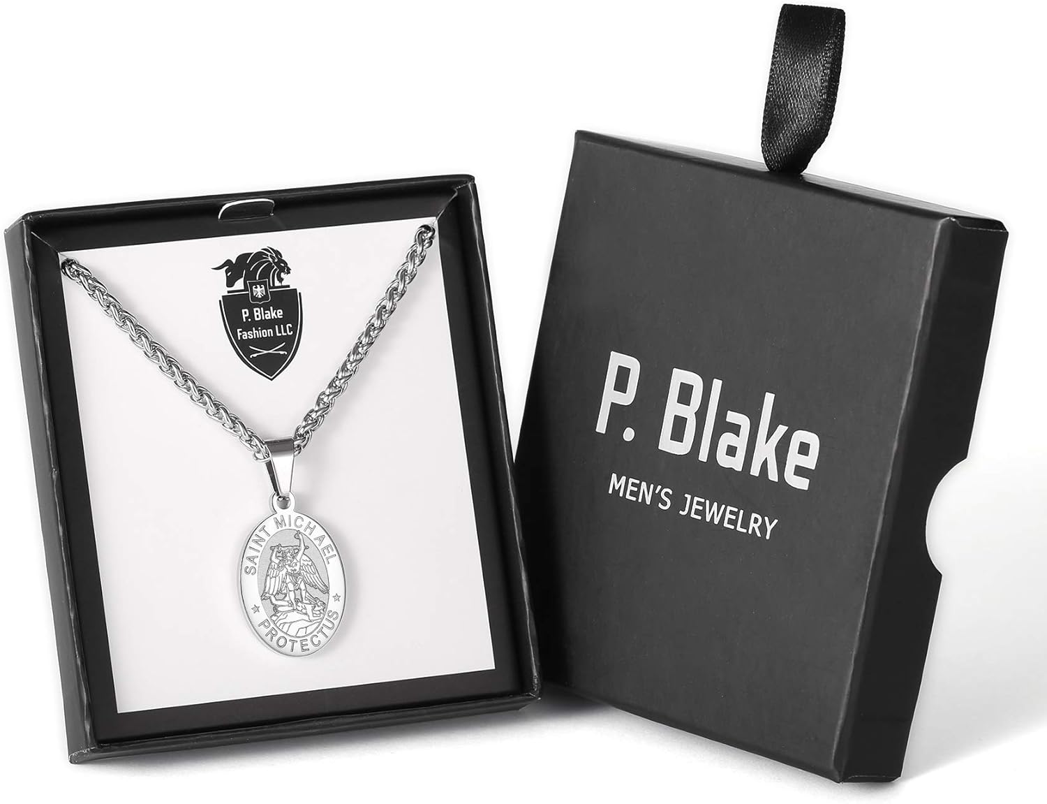 P. BLAKE Oval Saint Christopher/Michael/Joseph/Jude/Virgin Mary/Joseph/Francis/Patrick/Anthony/Benedict/Thomas Necklace for Men Women, Stainless Steel Catholic Patron Pendant with Chain 24 Inches - Image 6
