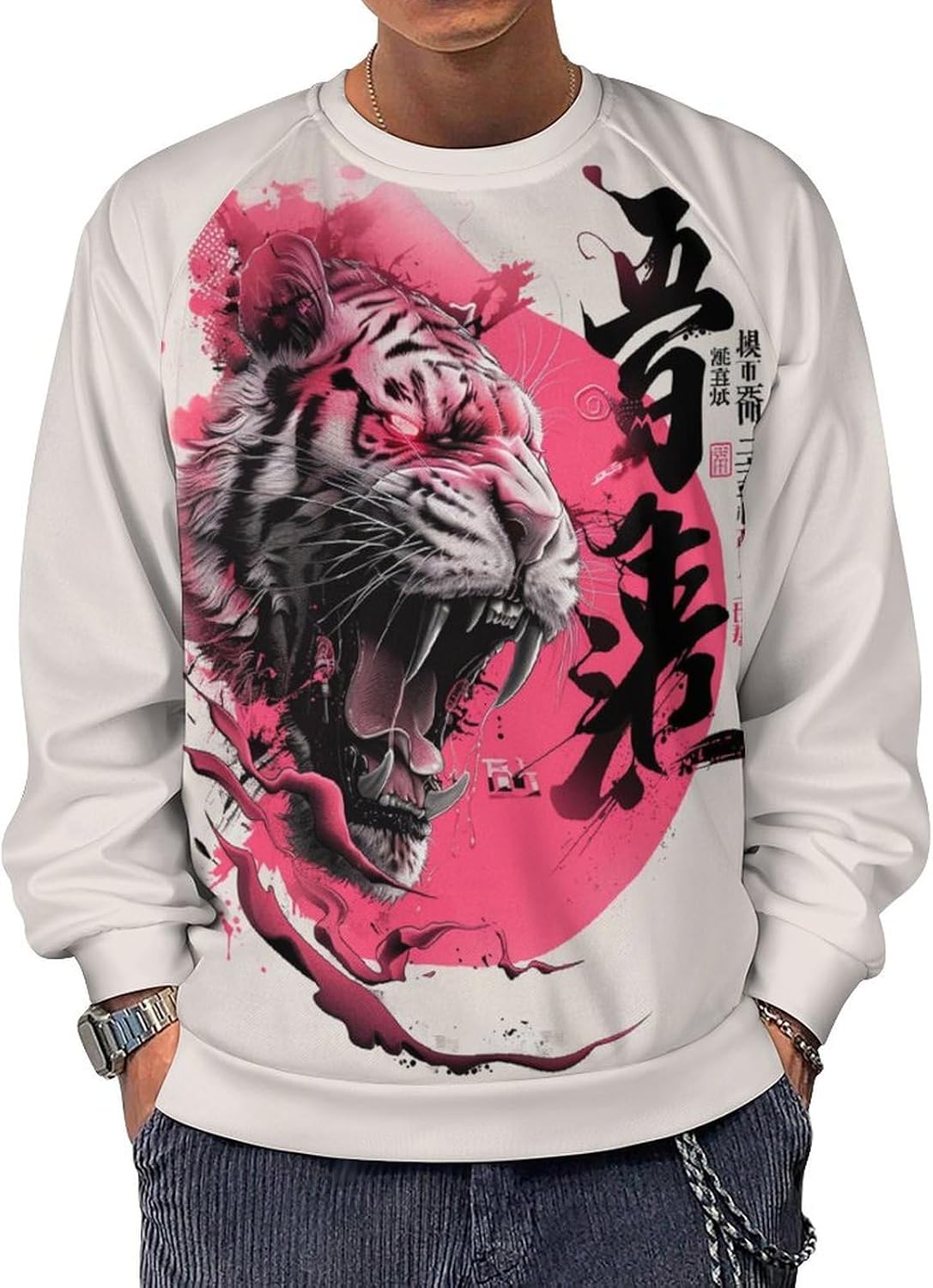 domirica Japanese Art Dragon Print Hoodies for Men Y2K Long Sleeve Novelty Retro Streetwear Cool Workout Sweatshirt