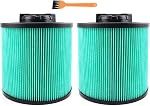 2 Pack Cartridge Filter Replacement for DEWALT DXVC6910 6-16 Gallon Wet Dry Vac, Compatible with DeWalt DXV06P DXV09P DXV10P DXV10PL DXV10SA DXV12P DXV14P DXV16P(Standard Filter)