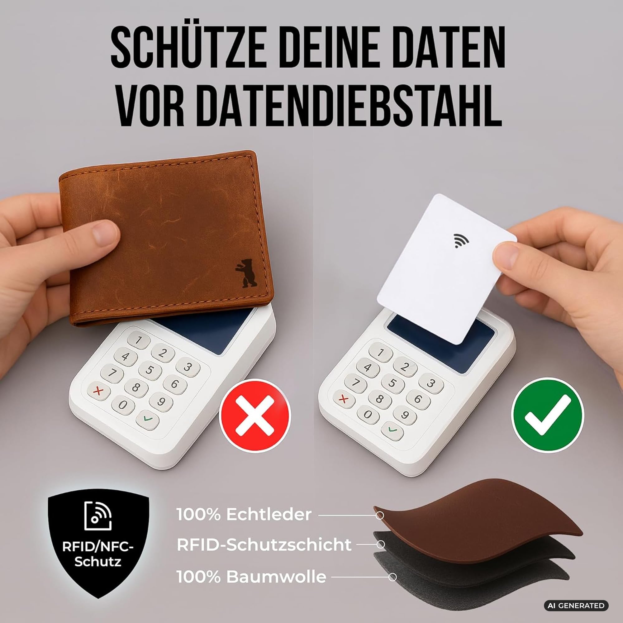 Berliner Bags Große Geldbörse Dallas Vintage, Brieftasche Leder - Braun | M Geldbörse Herren Groß, 26 Kartenfächer, Handschlaufe, Reißverschluss für Münzen, TÜV-geprüftes RFID-Schutz