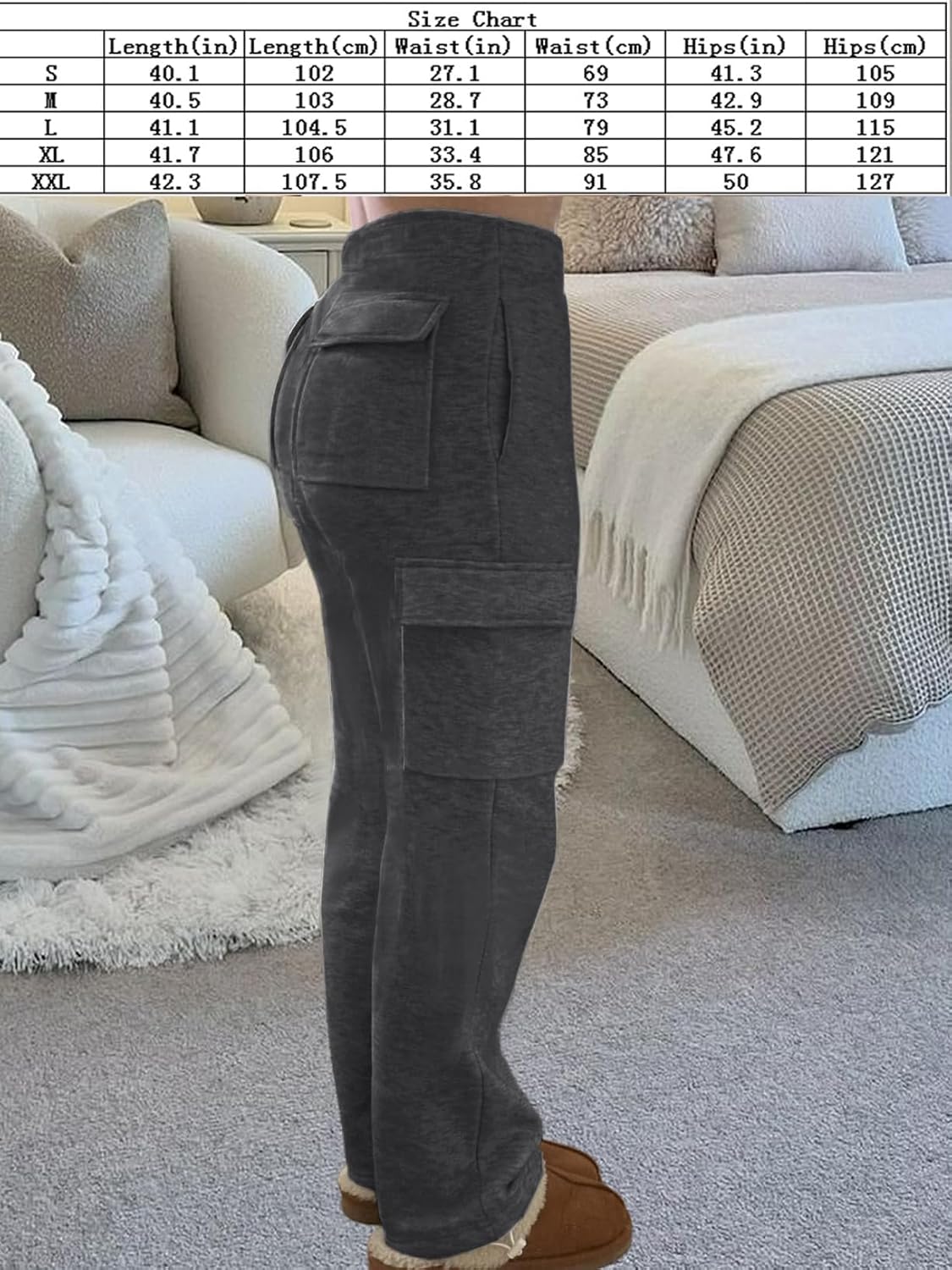 Cargo Sweatpants Women Wide Leg High Waisted Sweat Pants with Pockets Womens Lounge Casual Joggers - Image 7