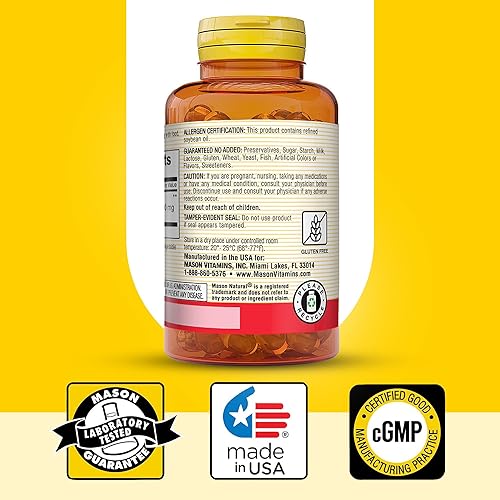 Miniatura 6 de MASON NATURAL Aceite de ajo de 1000 mg, corazón saludable, apoya la función circulatoria, mejora la salud cardiovascular, 100 unidades, paquete de 3
