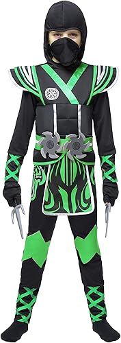 Miniatura 4 de Spooktacular Creations Disfraz de ninja de Halloween para niños, conjunto de siut ninja con accesorios de ninja para fiesta temática de juego de rol