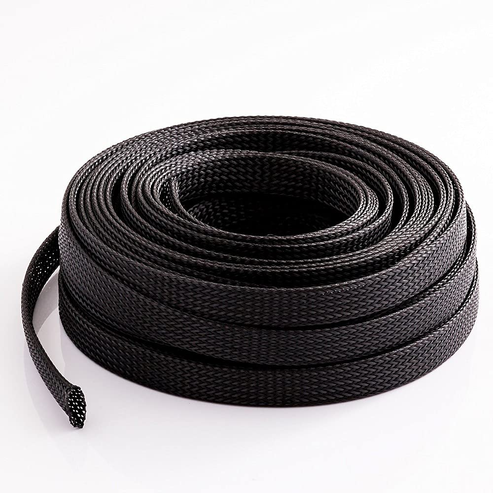 Fundas para ordenar cables de fibra de carbono negra de 1 pulgada y 30 pies de largo