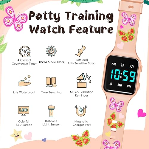 Vista 55 de NN BEN NEVIS Potty Training Watch, Digital Toddler Watch with Countdown/Music/Alarm Clocks/Vibration Reminder and Waterproof, Remind Toddler to Go