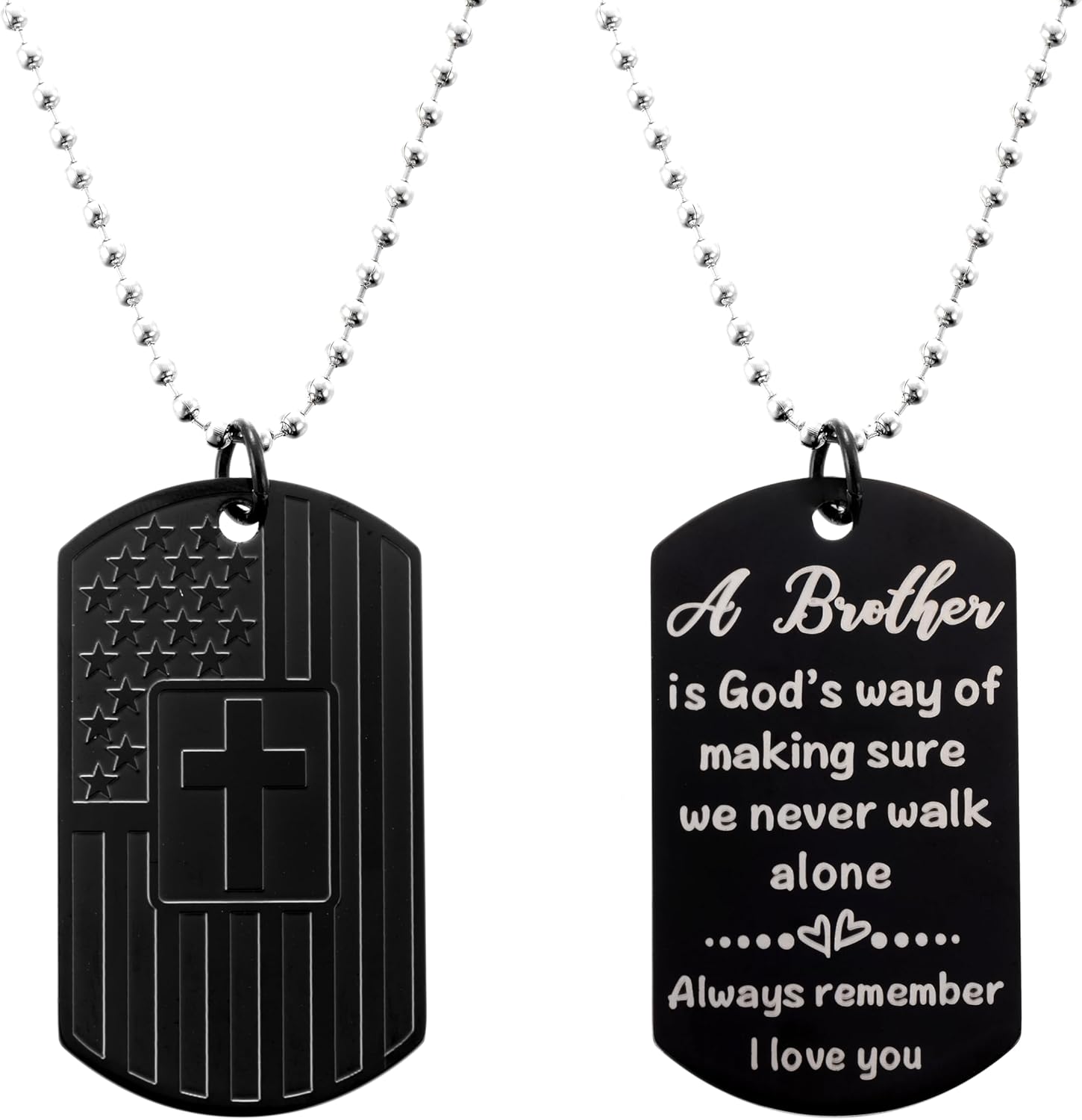 Always remember I love you Motivational American Dog Tag Brother Necklace Inspirational Gifts for Brother from Sister