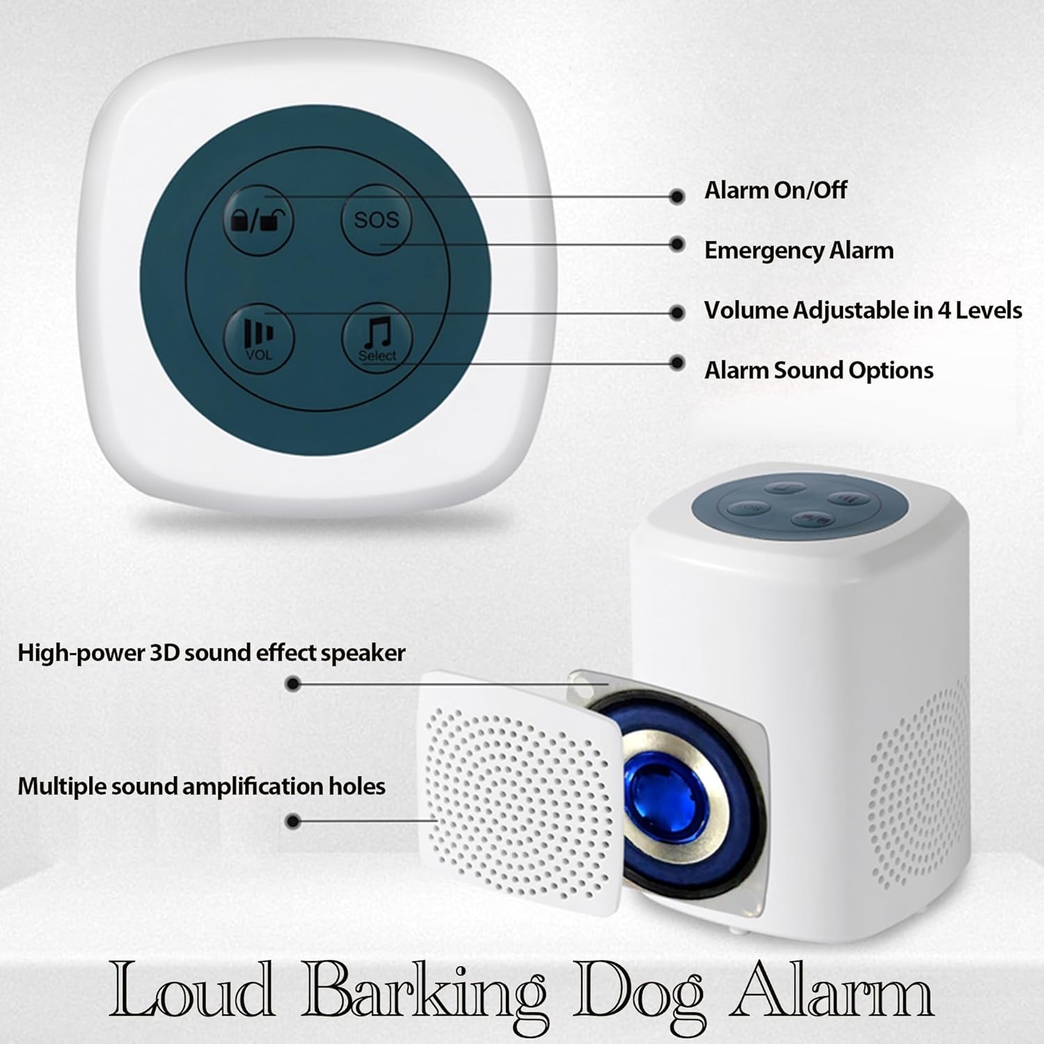 Loud Barking Dog Alarm, Motion Activated Dog Barking Alarm, IP43 Waterproof Barking Dog Motion Sensor for Warehouse Yard Office Mall Garage Home Security, Detects 23FT