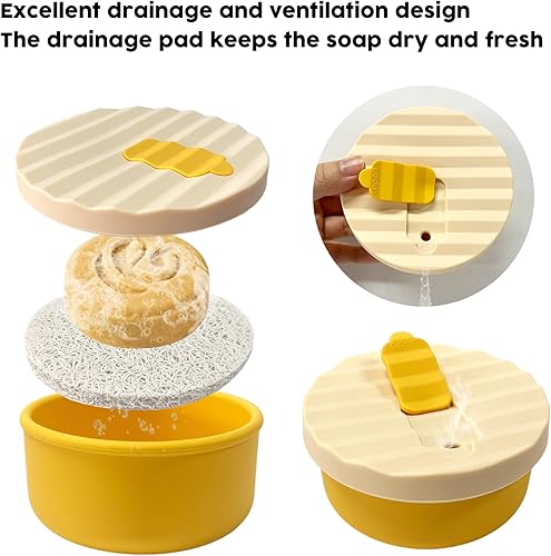 Miniatura 5 de Recipiente de jabón de viaje, estuche de jabón de viaje mejorado a prueba de fugas, estuche de viaje redondo para jabón con tapa a prueba de fugas y