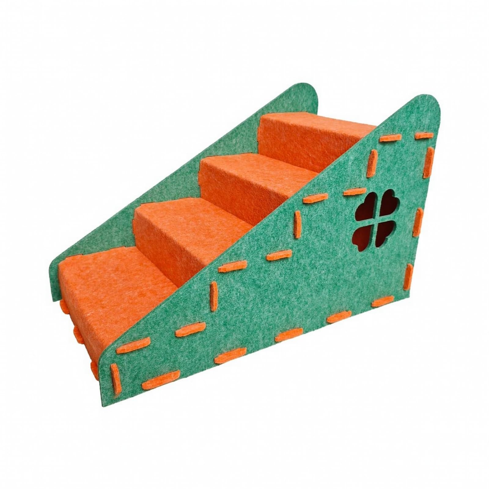 Katzen Treppe Sofa Nest Haustierleiter Aufstiegsstufe Katzenhaus Schlafhöhle aus Filz mit Sanfter Und Stabiler Konstruktion für Höhere Möbel, Orange-Grün, Haustiertreppe Mit Katzenhöhle