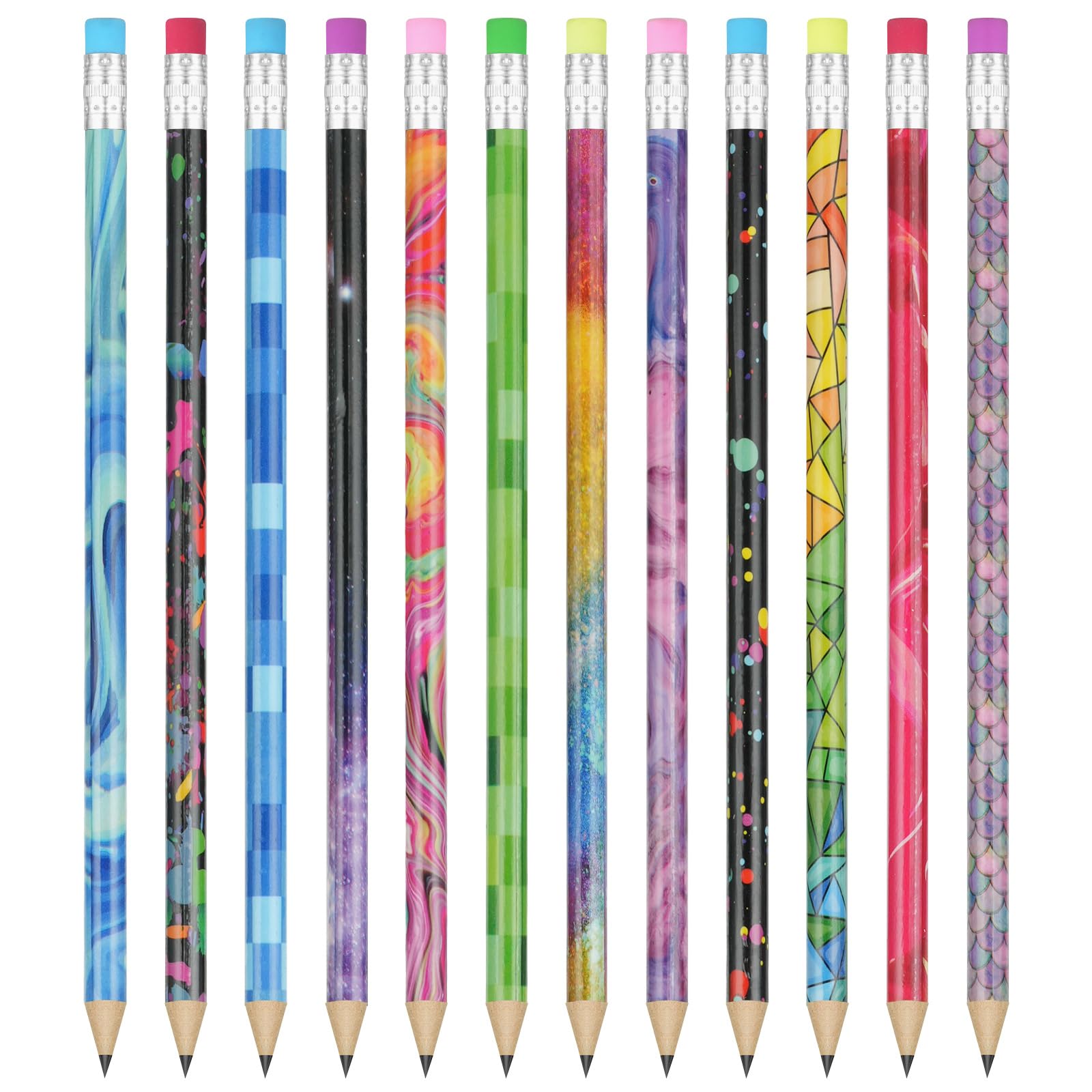 Crayons Parfumés Vicloon - 12 Pièces Motifs Fruits - HB Bois Graphite - Pour Enfants, école, Cadeaux
