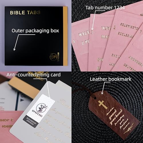 Miniatura 5 de UPAFEXXI-Leather Bible Tabs, Bible Tabs for Women and Men(Gold Foil Lettering) Large Print Stickers, Easy to Read and Apply, 80 Chapters Labels for