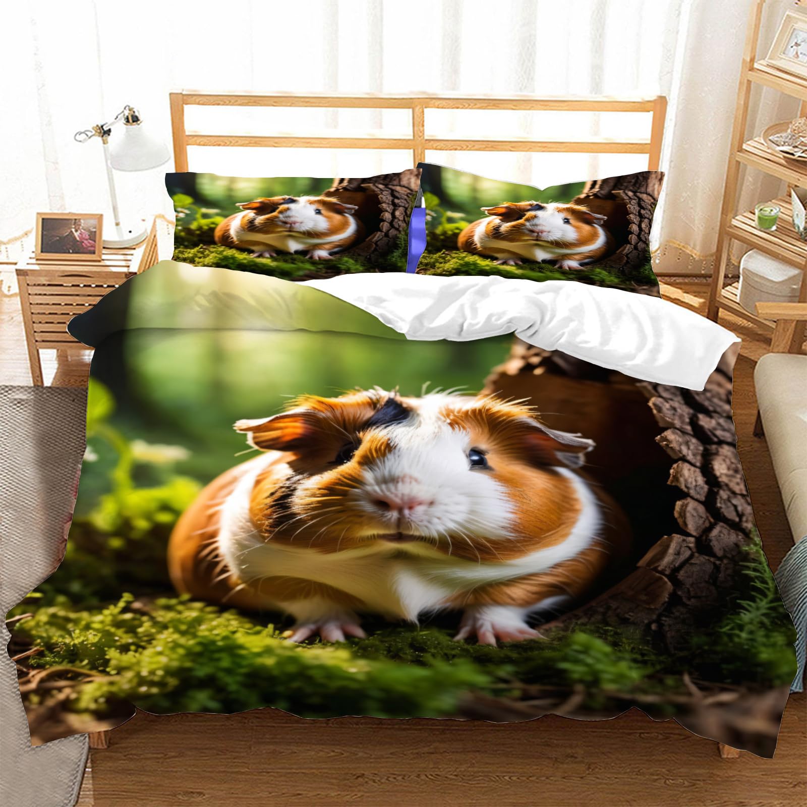 Housse de Couette Cochon d'Inde 240 x 260 avec Fermeture Éclair Épurée en Microfibre