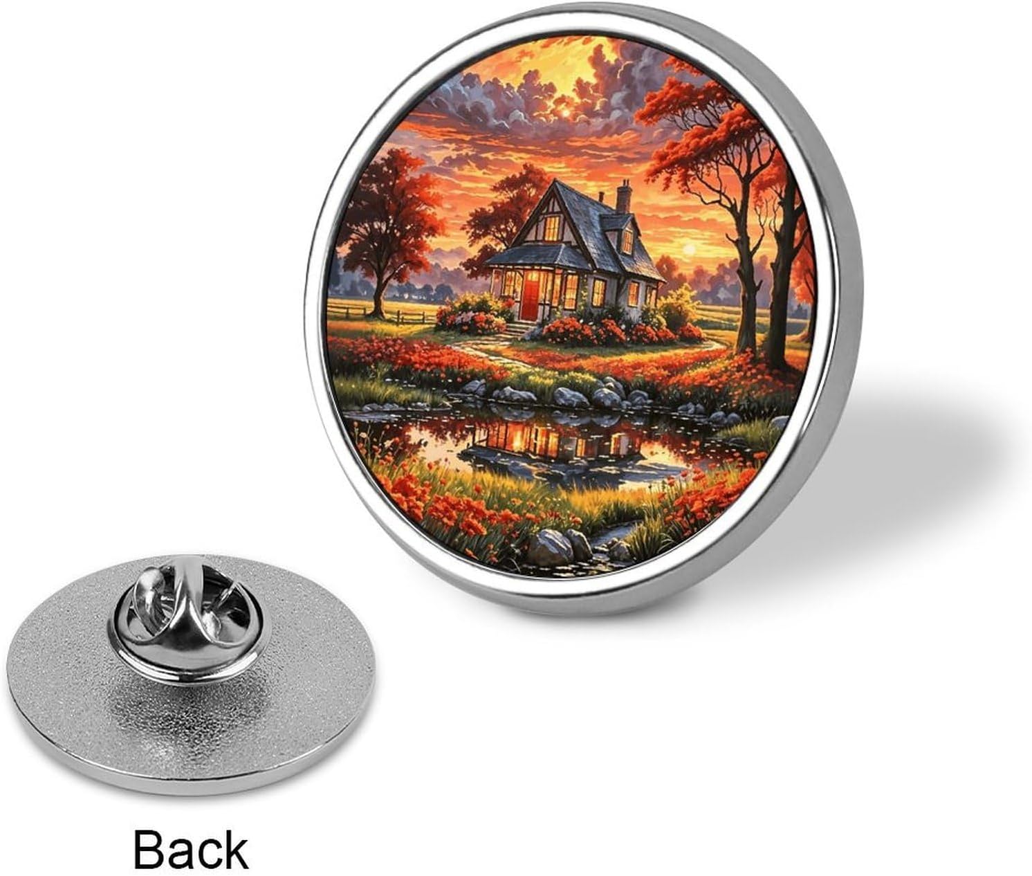Mens Lapel Pins for Suits Brooch Badge, Autumn Cottage image 3