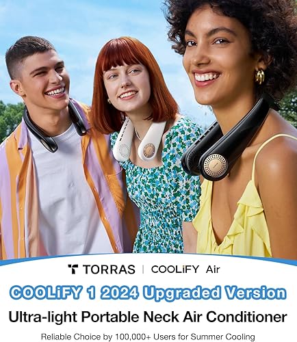 Miniatura 2 de TORRAS COOLiFY Ventilador de cuello mejorado de aire acondicionado, flujo de aire superior e inferior, ventilador portátil de luz de 5000 Mah
