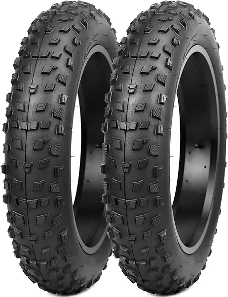 MAKELEN 2 Pack 20x4 (98-406) All-Terrain Bike Tires Heavy Duty, Large Knobby Tread for Electric Bikes, Beach Cruisers Snow Bikes for Gravel Mountain Rocky Trails