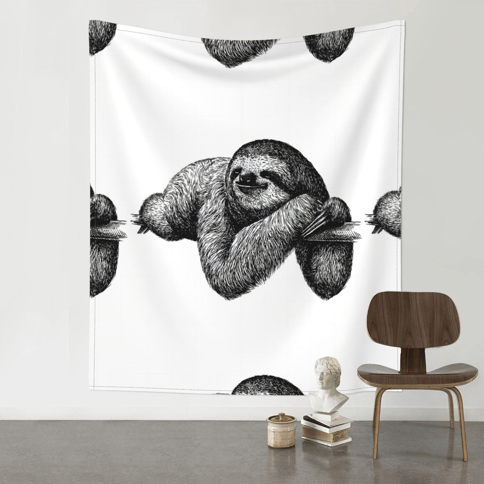 HJFCZH Sloth Prints Wall Tapestry 60x51in – Artistic Home Decor Throw Blanket for Bedroom, Dorm, Beach & Picnic