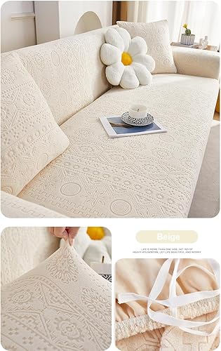 Miniatura 10 de vctops Funda elástica de forro polar estilo bohemio de sherpa jacquard con parte inferior elástica, 1 pieza, suave felpa con patrón geométrico,