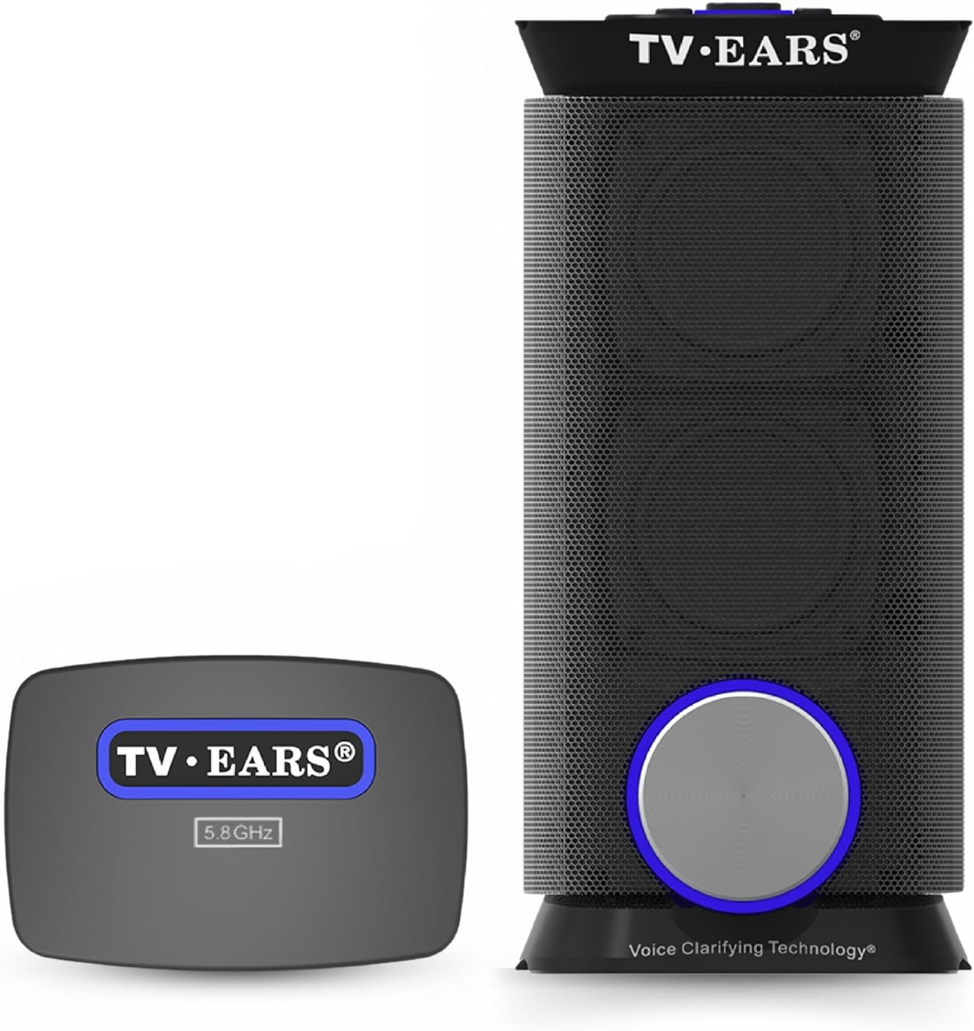 TV · EARS Wireless Speaker System for TV 5.8 GHz, Voice-Clarifying Speaker & Dual USB Charging, Long Range & Portable Entertainment System, Noise Cancellation & Works w/o Wi-Fi, Black