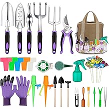 Garden Tools Set 83 Piece, Succulent Tools Set Included, Heavy Duty Aluminum Gardening Tools for Gardening, Non-Slip Ergonomic Handle Tools, Storage Tote Bag, Gifts Tools for Women