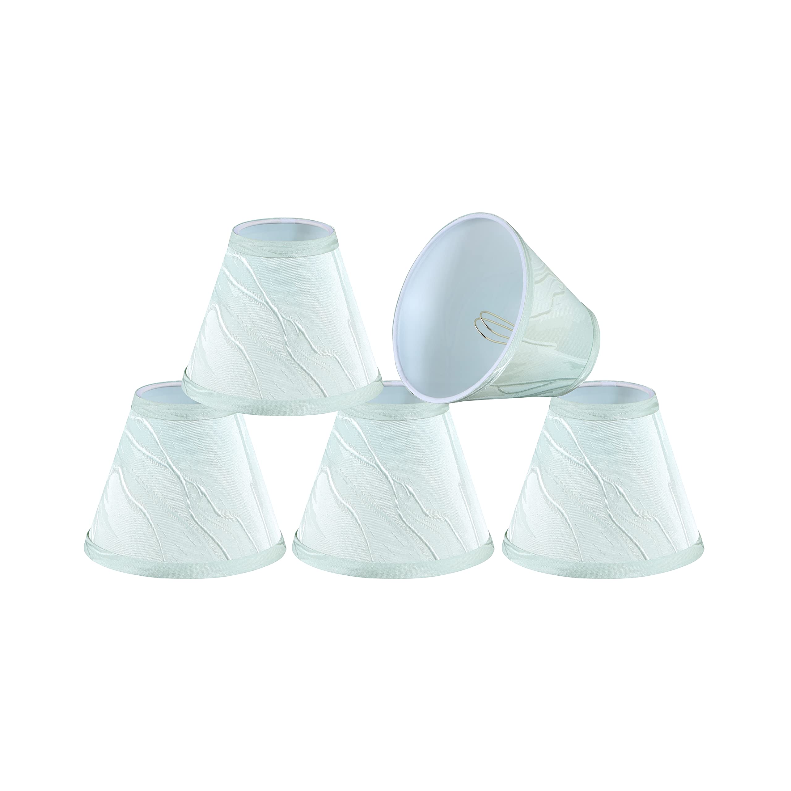 Aspen Creative 51014-5, Empire Clip-On Chandelier Lamp Shade, Light Green, 3" Top x 6" Bottom x 5" Slant Height, Set of 5