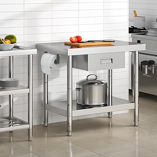 Miniatura 8 de YITAHOME Mesa de acero inoxidable de 36 x 24 pulgadas con soporte para toallas de papel y cajón, mesa de trabajo NSF con cajón, mesa de preparación