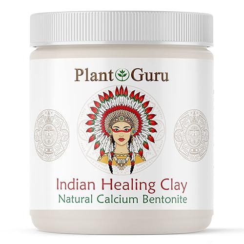 Plant Guru Arcilla curativa india de 1 libra, polvo de arcilla de bentonita de calcio 100% natural, mascarilla facial y corporal de limpieza