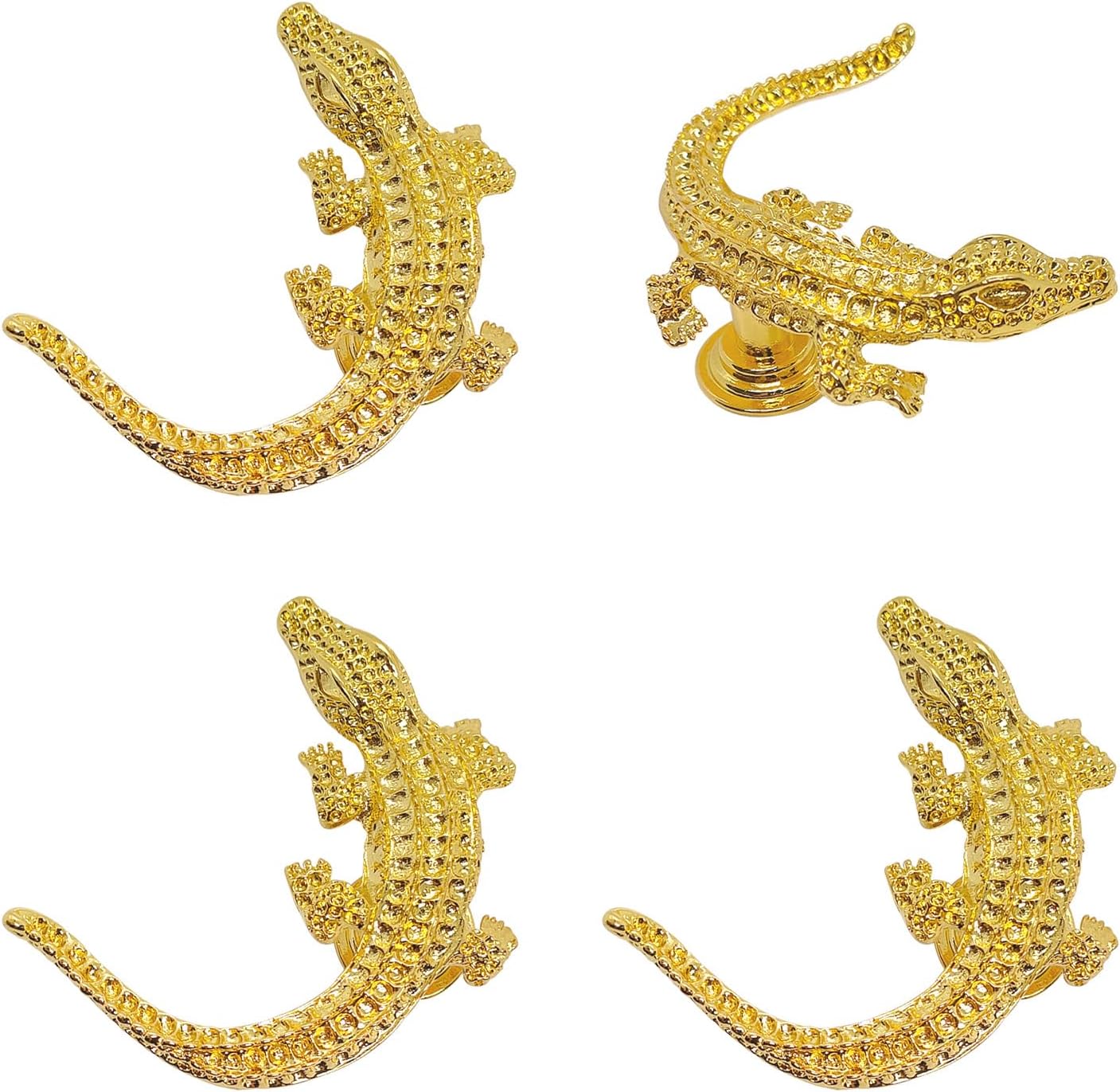 Geentie Creative Gecko Knob Animal Handle Home Improvement for Cupboard Drawer Bedside Furniture Door Decorate Pull Handles 4 pcs(Ancient Silver)