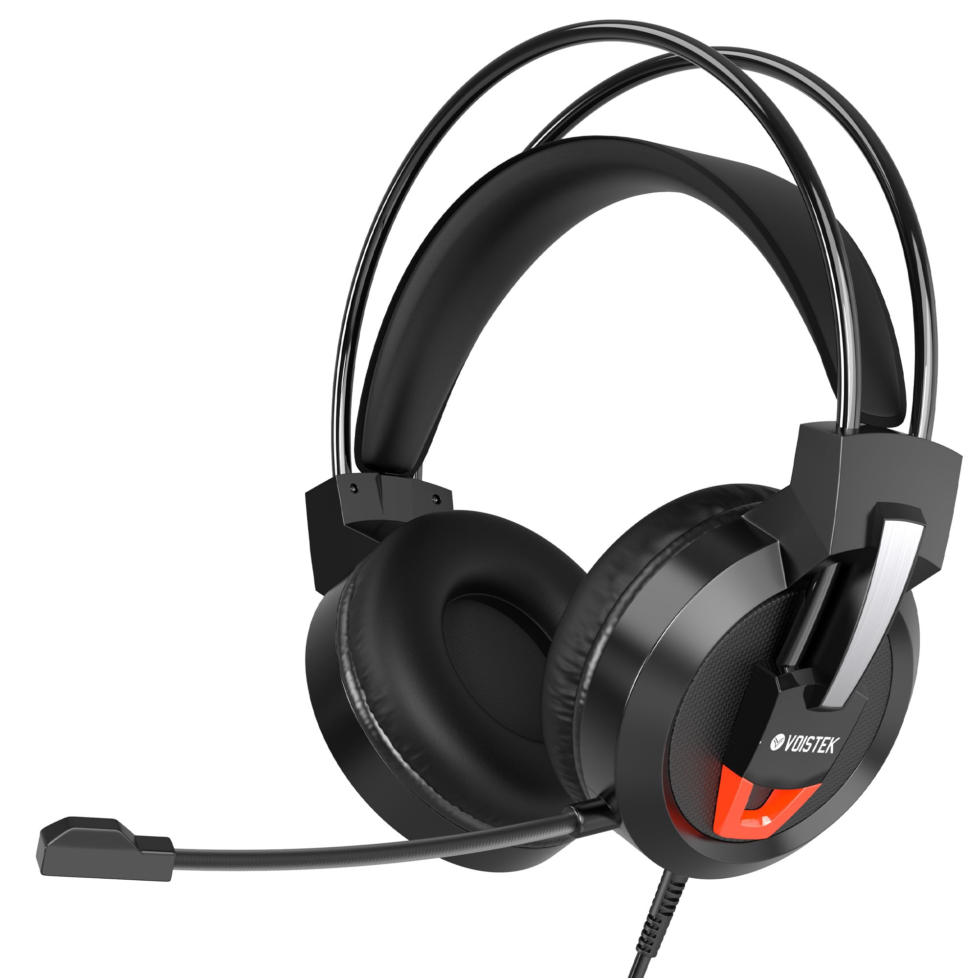 Voistek Cuffie da gioco per PC, PS4, PS5, Xbox, cuffie over-ear con suono surround, cuffie cablate da 3,5 mm con microfono a cancellazione del rumore, nero