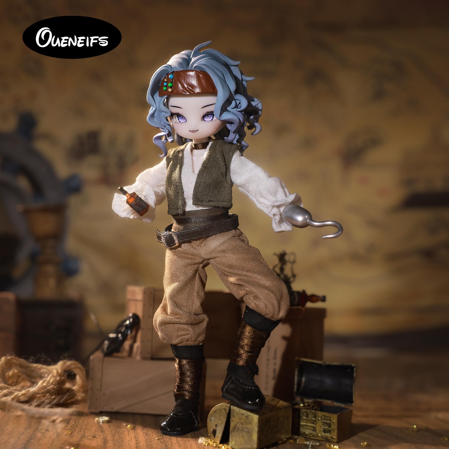 Oueneifs BJD Doll Mittelalterliche Piraten Serie 1/8 Blind Box Captain Sea Warrior 3-teilige modische Sammelfigur (zufällig gesendet, keine Wiederholung)