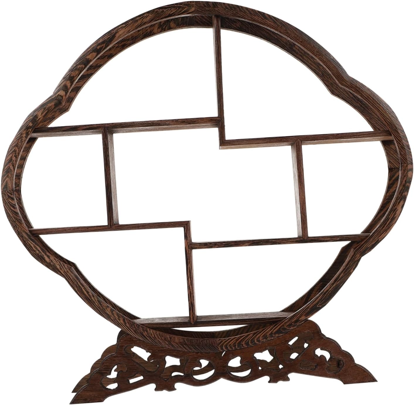 Solid Wood Display Stand Antique Shelf Crafts Dark Brown Color Without Ornaments Decorative Storage for Home and Office