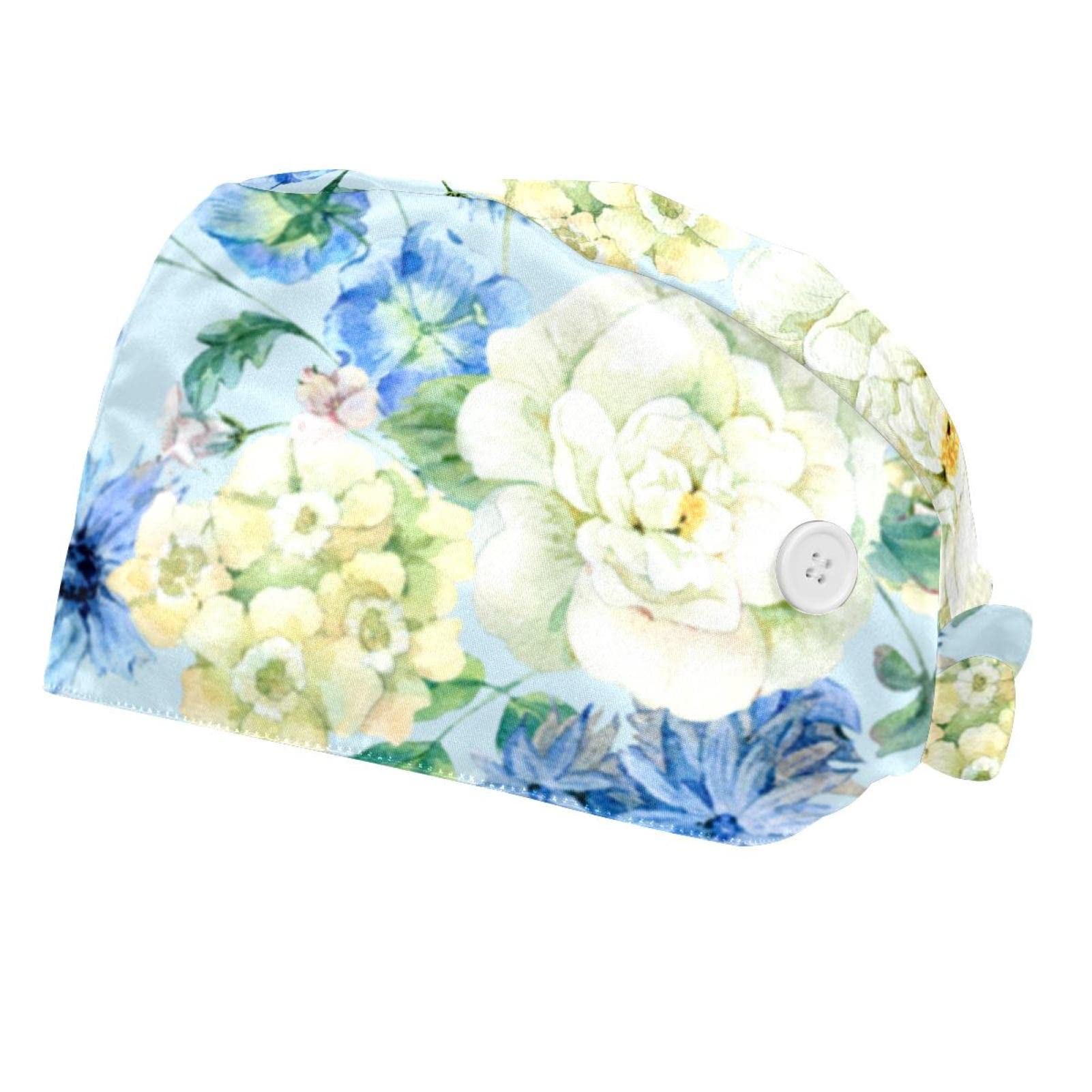 Casquettes de travail ajustables anti-transpiration à motifs fleurs