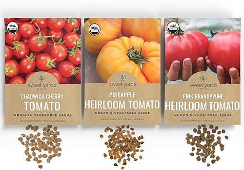 Miniatura 3 de Paquete variado de semillas de tomate de reliquia orgánica 9 paquetes de semillas Brandywine Roma cebra verde piña cereza Chadwick Krim negro y más