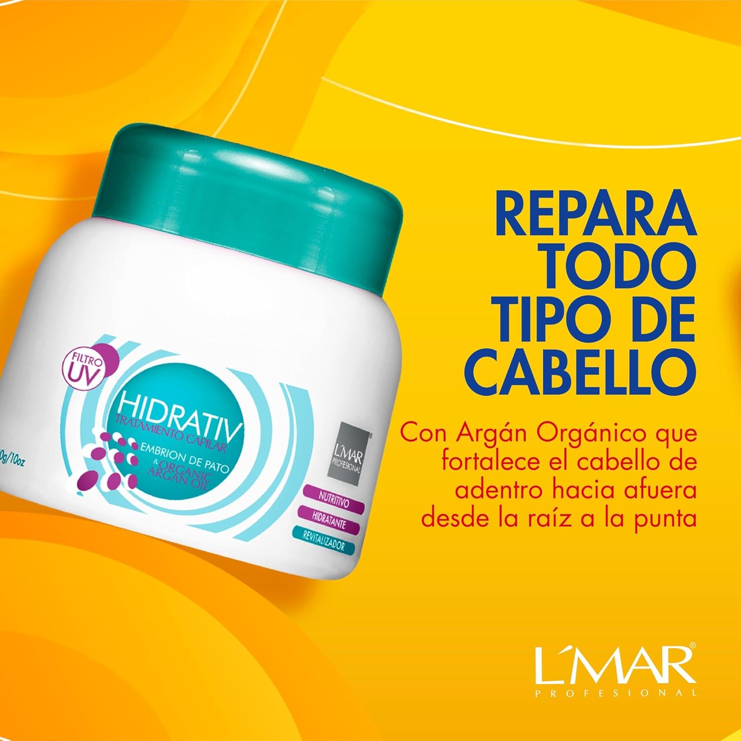 L'MAR Hair Treatment Hidrativ With Argan Oil Organic | Lmar Hidrativ Tratamiento Capilar Con Aceite Argan Organico Colombia (10.1oz - 300ml) - Image 3