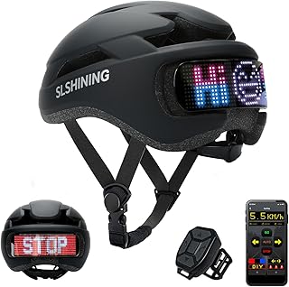 TMEOIIPY Intelligenter App-programmierbarer Fahrradhelm mit Rückseitigem LED-Display und USB-Aufladung, Fahrradhelm Erwachsene: Herren, Damen, mit Blinker-Fernbedienung
