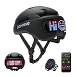 Bike Helmet for Adult Men Women, Bicycle Helmet with LED Display, Ebike Helmet with Remote and App, Cycling Helmets with Turn Signals, Rear Light, DIY Image, Mens Bike Helmets Fit 22-24in