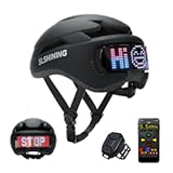 Bike Helmet for Adult Men Women&comma; Bicycle Helmet with LED Display&comma; Ebike Helmet with Remote and App&comma; Cycling Helmets with Turn Signals&comma; Rear Light&comma; DIY Image&comma; Mens Bike Helmets Fit 22-24in