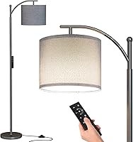 Vista 15 de SUNMORY Lámpara de pie de arco, moderna lámpara de pie con control remoto y bombilla regulable continua, lámparas de pie de metal con pantalla Negro