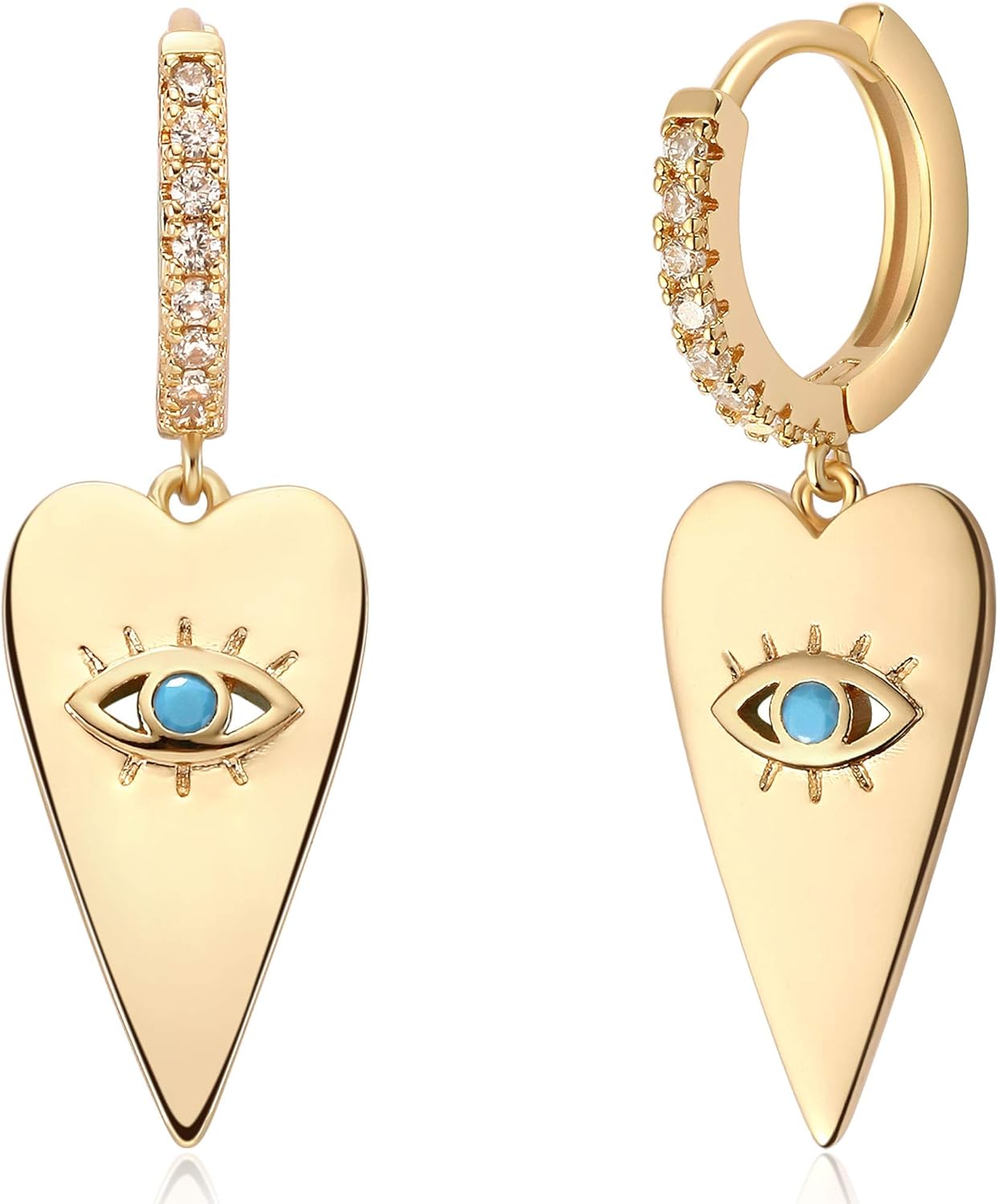 Mevecco Gold Dainty Dangle Hoop Earrings for Women 14K Gold Plated Delicate cute Geometric Triangle Cone Dangle Earrings