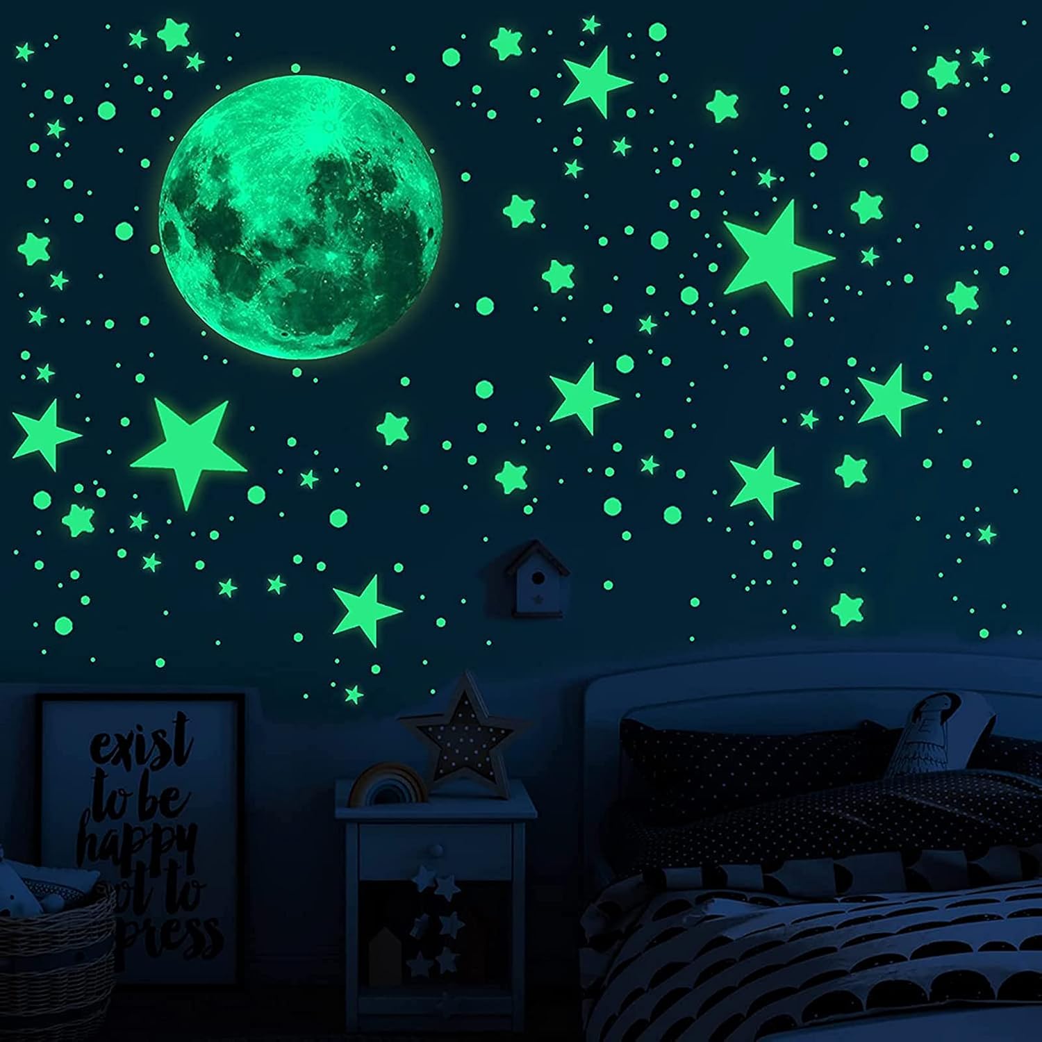 CYH 563 Pieces Glow in The Dark Stars Wall Stickers, Moon and Stars