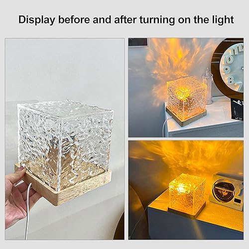Miniatura 8 de Lámpara de mesa de cristal, luz nocturna, lámpara de mesita de noche regulable, interruptor de control y carga USB, lámpara de noche de cristal de