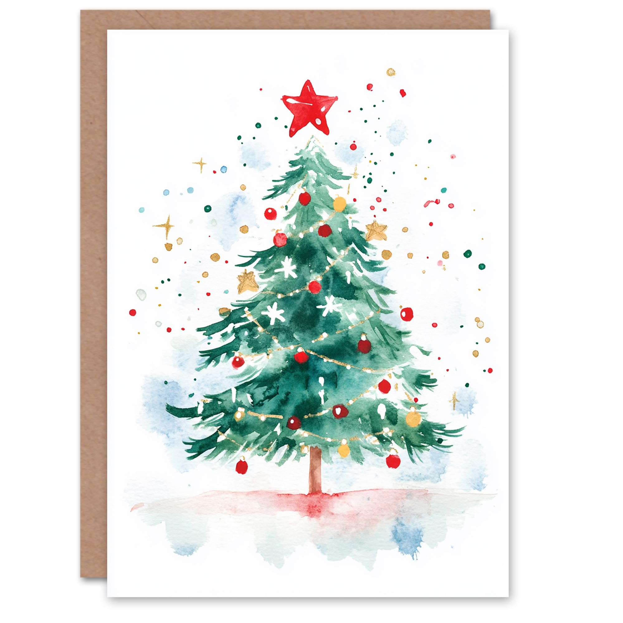 Wee Blue Coo Christmas Card - Festive Tree Design - Green