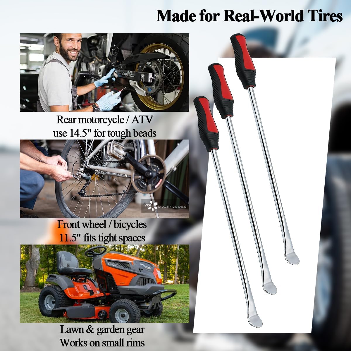 25PCS 14.5" Motorcycle Tire Spoons Tool Set, Tire Changing Tool Includes 3 Rim Protector 7 Valve Core & Valve Tool, Dirt Bike Tire Iron Lever Kit, Universal for Motorbike Dirt Bike