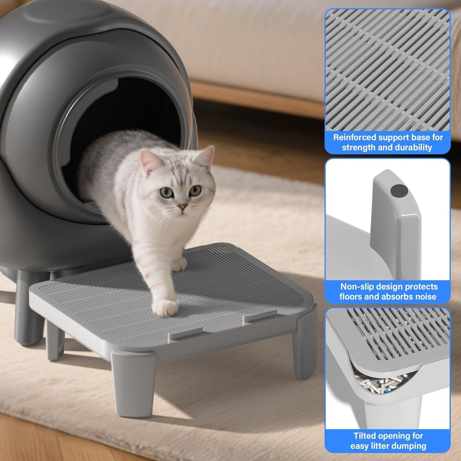 Cat Pedal Step Stool with Filter Function Self Cleaning Litter Box Footstool Compatible with Automatic Cat Litter Box, Self-Cleaning Cat Box Step Stairs
