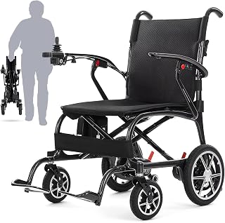 25.5 lbs Carbon Fiber Electric Wheelchair for Adults, Lightweight Foldable Power Wheelchair, Portable Motorized Travel Chair, Airline Approved, Black