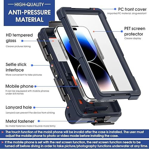 Miniatura 8 de Funda para teléfono de buceo, buceo, natación, surf [toma foto/video] cubierta impermeable subacuática, fotografía en aguas profundas compatible con