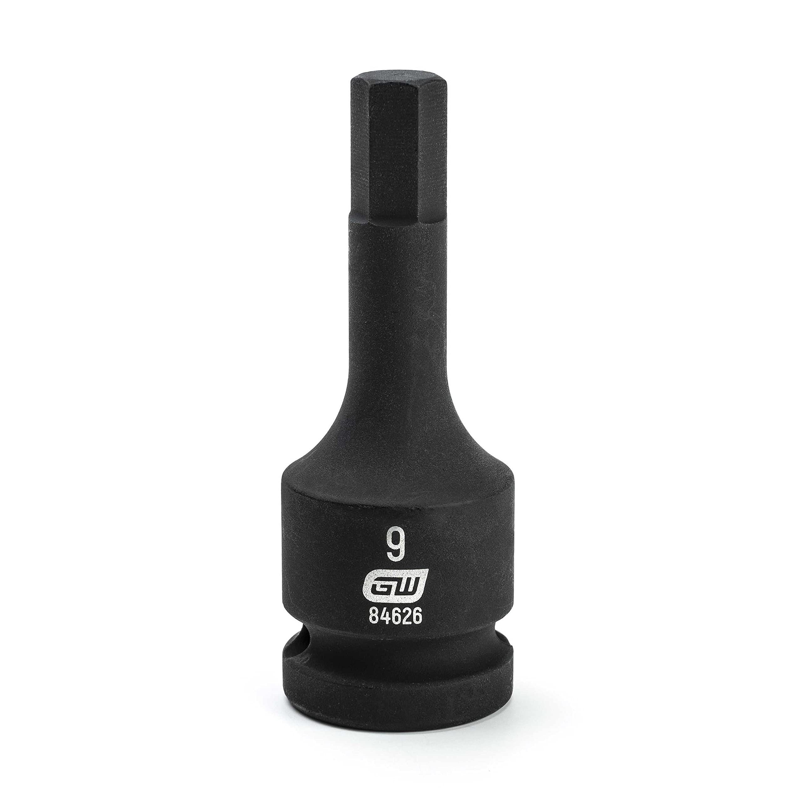 Clé douille impact hexagonale 9 mm entraînement 1/2 noir outil vissage métrique