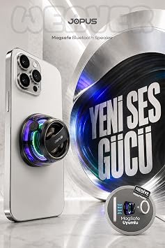 Jopus Magsafe Uyumlu Taşınabilir Bluetooth Hoparlör Yüksek Sesli Şarjlı Işıklı Portatif Kablosuz