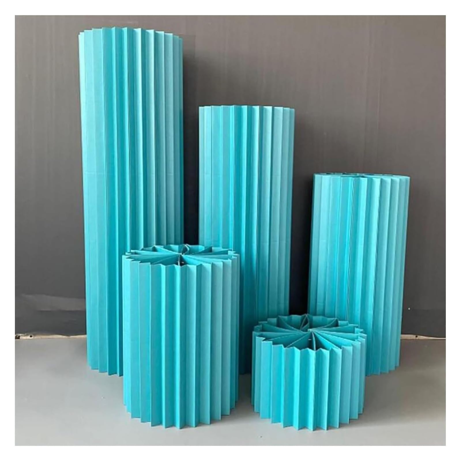 GDHKDDFL Paper advertising stands for trade shows and event Foldable Paper Columns Display Pedestals Stands, Wedding Vases Stand Centerpiece Cardboard(Blu,Diameter 40cm)